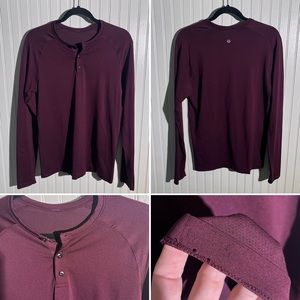 Lululemon 🍋 Burgundy Red Vent Long Sleeve Henley 3 Button